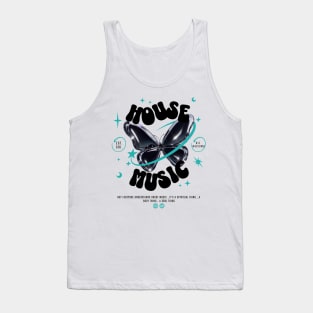 HOUSE MUSIC  - Butterfly Y2K steez  (black/blue) Tank Top